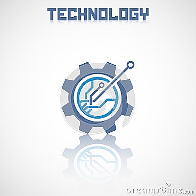 Abstract technology logo with reflect. Vector Illustration