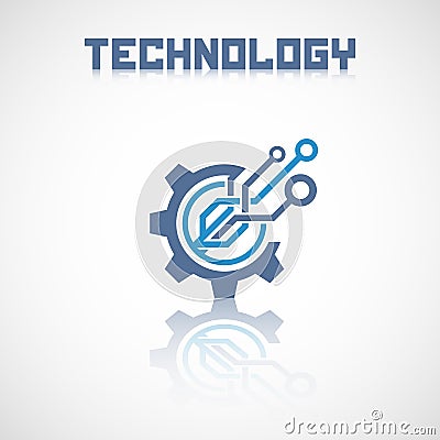 Abstract technology logo with reflect. Vector Illustration