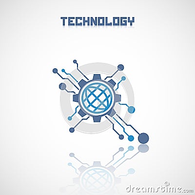 Abstract technology logo with reflect. Vector Illustration