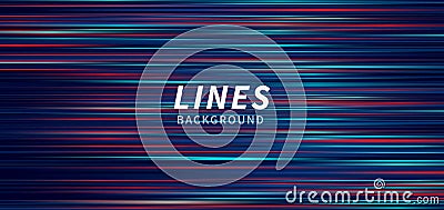 Abstract technology red and blue hi speed horizontal line movement design background Vector Illustration