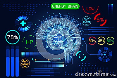 Abstract technology science concept energy brain link connection Vector Illustration