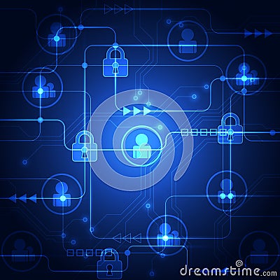 Abstract technology security on global network background, vector illustration Vector Illustration