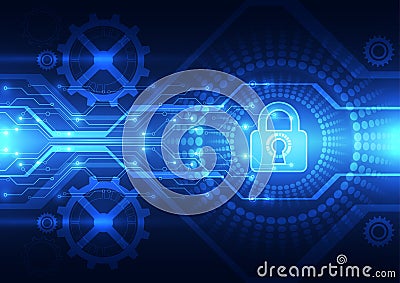 Abstract technology security on global network background, vector illustration Vector Illustration