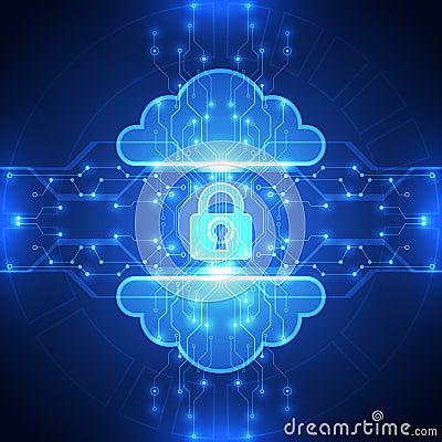 Abstract technology security on global network background, vector illustration Vector Illustration