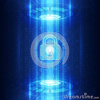 Abstract technology security on global network background, vector illustration Vector Illustration