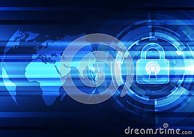 Abstract technology security on global network background, vector illustration Vector Illustration