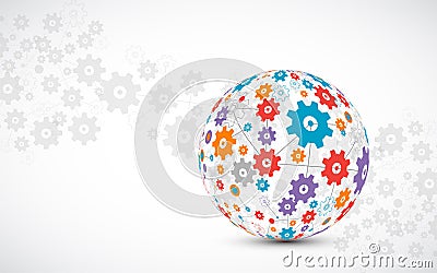 Abstract technology sphere background. Global network concept. Vector Illustration