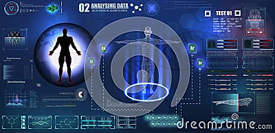 Abstract technology ui futuristic concept human digital DNA health care of hud interface hologram elements of digital data chart, Vector Illustration