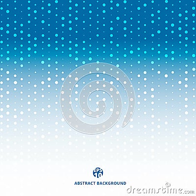 Abstract technology white dots pattern random on blue halftone b Vector Illustration