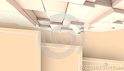 Abstract Technology Yellow background and Architecture modern ideas Cubic shape Random Concept Stock Photo