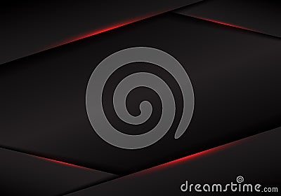 Abstract template black frame layout metallic red light on dark background. modern luxury futuristic technology concept Vector Illustration