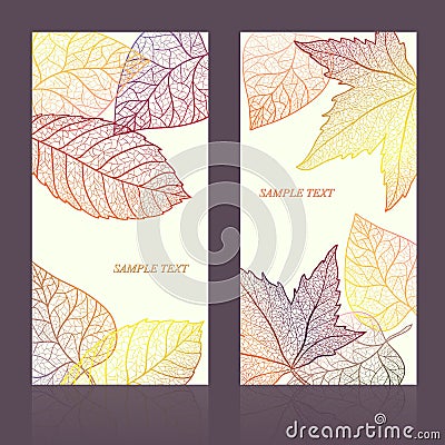 Abstract template card with autumn leaves and your text for background. Layered . Stock Photo