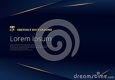 Abstract template dark blue luxury premium background with luxury triangles pattern and gold lighting lines Vector Illustration