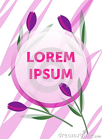 Abstract template with floral elements. Banner, poster, cover design template, with leaves and flowers Vector Illustration