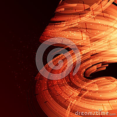 Yellow and orange technology abstract background Vector Illustration