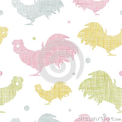 Abstract textile roosters seamless pattern Vector Illustration