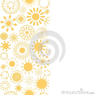 Abstract textile yellow suns geometric vertical seamless pattern background Vector Illustration