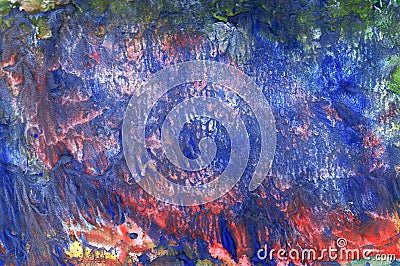 Abstract textural background with red, blue and green paint lines with divorces, furrows, inflows, coasts, Stock Photo