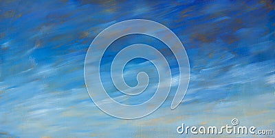 Abstract texture blue sky oil painting background. Closeup macro Hand drawn artwork. Stock Photo