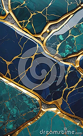 Abstract texture of dark granite stone with refraction interspersed with gray shiny quartzite and gold, background for design, Cartoon Illustration