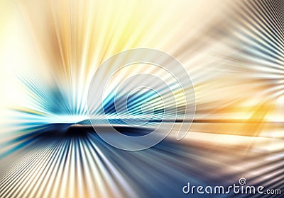 Abstract texture of light with stripes directed from center outwards in blue, yellow and brown colour Stock Photo