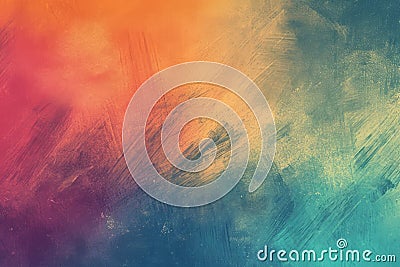 abstract textured background with a brushstroke pattern in orange and teal gradient. Stock Photo