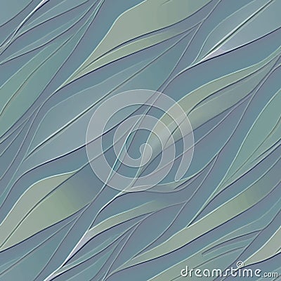 Abstract Textured Emboss 3d Leafy Seamless Pattern. Vector wavy lines and leaves embossed background. Repeat relief backdrop. Vector Illustration