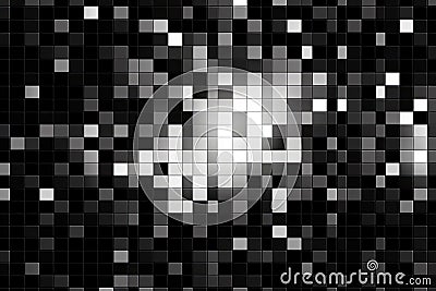 Abstract and textured mosaic of geometric shapes in shades of grey, black and white Stock Photo