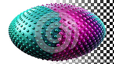 Abstract textured shape sphere studded pattern pink blue png transparent image Generative AI Stock Photo
