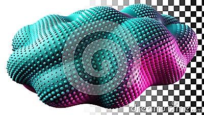 Abstract textured shape in teal pink gradient bumpy surface modern art png transparent image Generative AI Stock Photo
