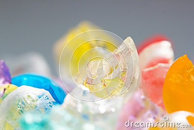 Abstract textures and patterns of broken jelly balls Stock Photo