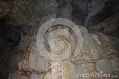 Abstract Textures and Shapes in Sedimentary Rocks in Limestone Caves - Baratang Island, Andaman Nicobar, India Stock Photo