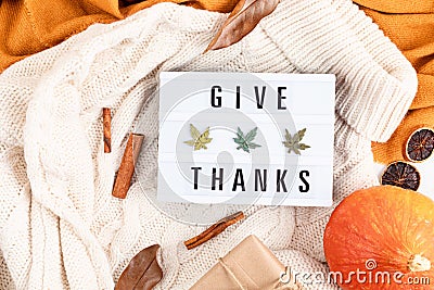 Abstract Thanksgiving flat lay composition Stock Photo