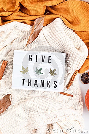 Abstract Thanksgiving flat lay composition Stock Photo