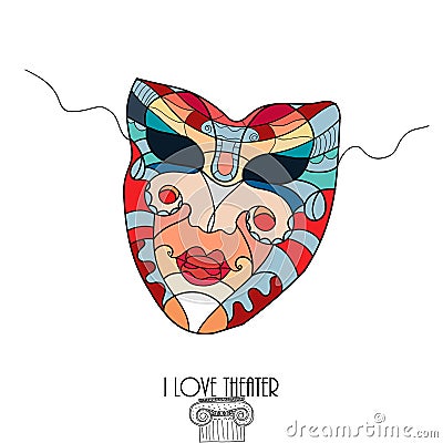 Abstract theatrical mask Vector Illustration
