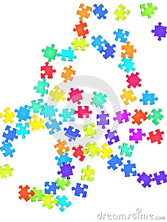 Abstract tickler jigsaw puzzle rainbow colors Stock Photo