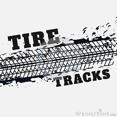 Abstract tire tracks print marks in grunge style Vector Illustration