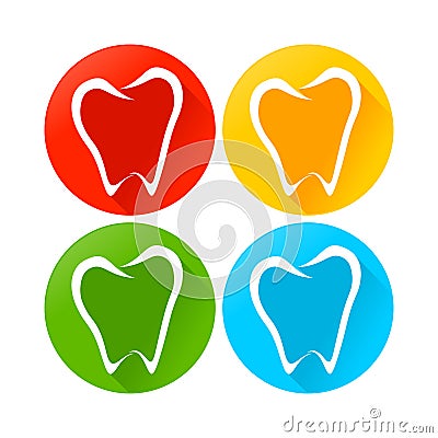 Abstract Tooth Line Art Round Icons Vector Illustration