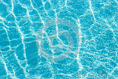 Abstract top view blue ripple swimming pool water and sun reflection caustics Stock Photo