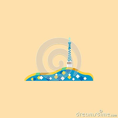 Abstract tower with mosaic Cartoon Illustration