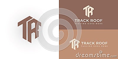 Abstract TR initial letters looping linked hexagon monogram logo in brown color Vector Illustration