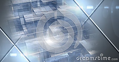 Abstract transition with futuristic cube forms stacked and glowing Stock Photo