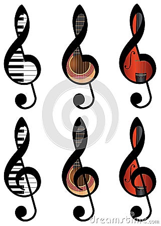 Abstract treble clefs Vector Illustration