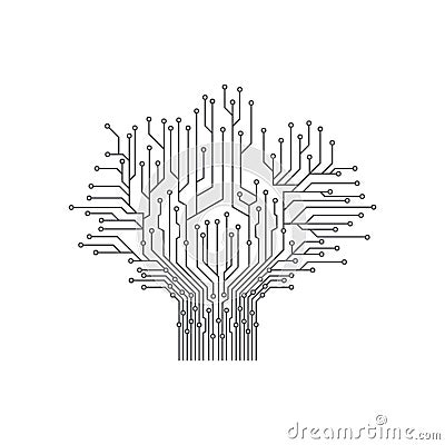 Abstract Tree Electronic Printed Circuit Board Vector Illustration Vector Illustration