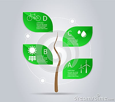 Abstract tree green power infographic element Vector Illustration