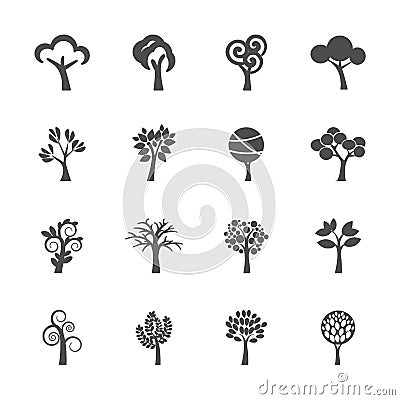 Abstract tree icon set, vector eps10 Vector Illustration