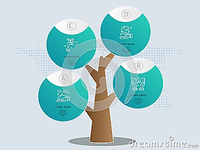 Abstract tree infographics element template with environment friendly icon Vector Illustration
