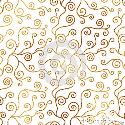 Abstract tree klimt seamless pattern. Repeated gold twist background. Repeating modern art style texture for design prints. Repeat Vector Illustration