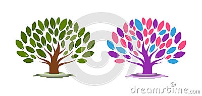 Abstract tree with leaves. Ecology, eco, environment nature icon or logo. Vector illustration Vector Illustration