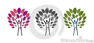 Abstract tree and man logo. Health, wellness, ecology, natural product, nature icon or label. Vector illustration Vector Illustration